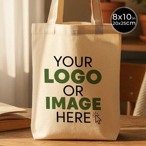 Bolsa de Tela de Algodón Pequeña Personalizada con Impresión, 8x10, Bolsa Promocional para Libros, Reciclable, con Logotipo Personalizado Incluido - Product Image 1