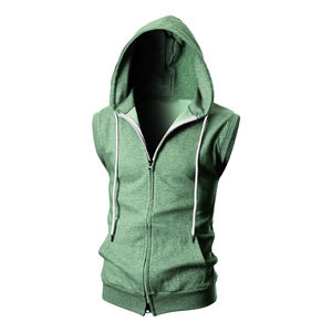 Sudaderas con capucha sin mangas ajustadas deportivas para hombre personalizadas al por mayor de fábrica - Product Image 1