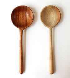 Lot de 3 grandes cuillères à pagaie en bois naturel faites à la main | Ustensiles de cuisine écologiques polis au miroir pour le service et le camping - Product Image 3