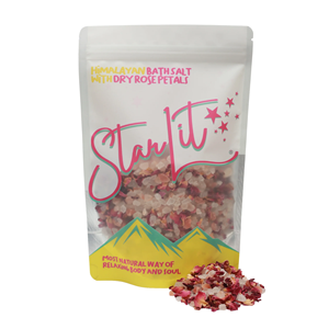 Sal de baño Starlit Sal rosa del Himalaya con pétalos de rosa secos La mejor calidad - Product Image 1
