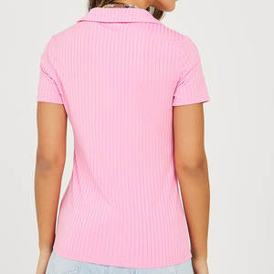 T-shirt décontracté classique pour femme, col anti-plis, avec couture de qualité supérieure, 100 % coton, options de couleurs en marque propre - Product Image 3