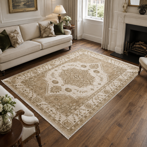Netline Home Crossed Border Soft White <b>Traditional</b> Washable <b>Rug</b> - Product Image 2