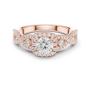 Anillo de Compromiso con Halo de Diamantes de Laboratorio Redondos Brillantes de 1.22 CT, Claridad VVS-VS EF, Oro de 18K, 14K, 10K y Plata 925, Color Rosa - Product Image 3