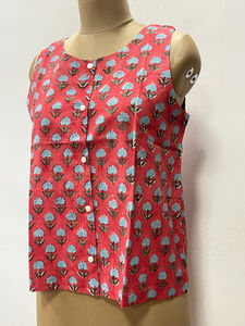 Camisetas sin Mangas de Algodón con Estampado Floral Ecológicas para Mujer, Estilo Japonés, Ligeras, con Botones Delanteros, Casuales para el Día a Día - Product Image 3