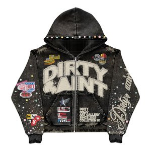 Conjunto Deportivo Personalizado con Pedrería para Hombre, Estilo Urbano, Lavado Ácido, Sudadera con Cremallera, Pantalones Deportivos Anchos Vintage Desgastados y Sudadera con Capucha - Product Image 5