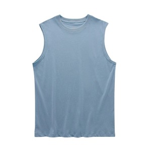 T-Shirt sans manches hommes été couverture en coton haute qualité couleur unie Fitness vêtements blanc sport maillot de corps unisexe - Product Image 2