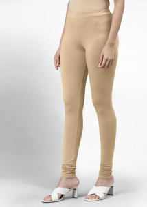Trendmalls Leggings femme super peigné coton élasthanne extensible Churidar longueur avec ceinture Ultrasoft (WL03-Beige) - Product Image 4