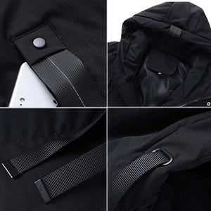 Blouson d'hiver pour homme, long, à capuche, 100% polyester, rembourrage en fibre, imperméable, respirant, matelassé, style streetwear - Product Image 6