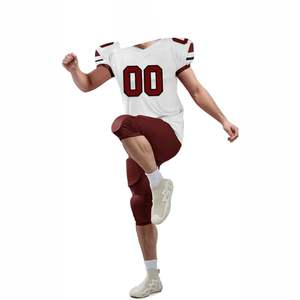 เสื้อและกางเกงอเมริกันฟุตบอลแบบสั่งทำขายส่ง ผ้าโพลีเอสเตอร์ 100% ระบายความชื้น ป้องกันรังสียูวี แขนสั้น สำหรับผู้ใหญ่ - Product Image 5