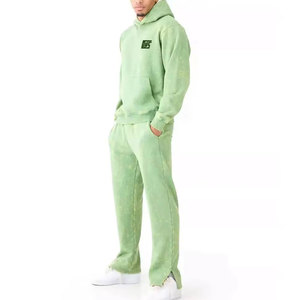 ชุดวอร์มโอเวอร์ไซส์ผู้ชายแบบฟอกสี ผ้าฝ้ายพรีเมียม ชุดฮู้ดดี้และกางเกงจ็อกเกอร์ สไตล์สตรีทแวร์ รับทำโลโก้ตามสั่ง ผู้ผลิตขายส่งแบบ OEM - Product Image 1