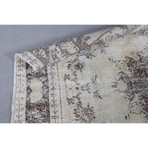 5.4x9.3 ft Vintage Rug, Turkish Rug, <b>Brown</b> Striped <b>Wool</b> Rug - Product Image 5