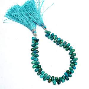 Crisocola Piedra preciosa 7x5mm Lágrima Briolette Facetado Cuentas sueltas Crisocola natural Gotas de piedras preciosas semipreciosas para joyería - Product Image 1