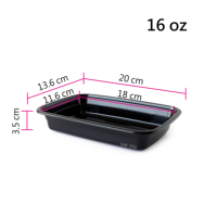 Conteneur rectangulaire jetable micro-ondable 16OZ 42,93g TC-2816 avec couvercle, boîte à lunch classique noire en PP, TC-Container Carryout