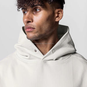 Sweat à capuche court en molleton surdimensionné de haute qualité, poids lourd, impression gonflée, coton décontracté, molleton français, sweat à capuche pour hommes - Product Image 4