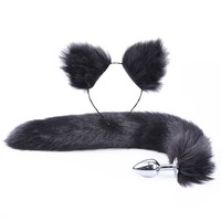 Jouets sexuels pour femmes en forme de chat en fourrure, 5 couleurs, costume de cosplay pour le sexe - Plug anal en métal, bandeau oreilles de chat, queue de 40 cm
