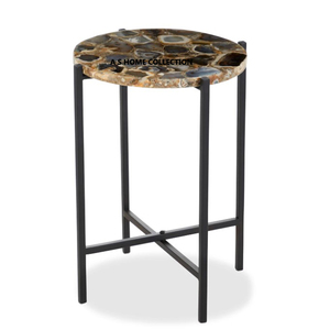 โต๊ะข้างเข้ามุมสีทองดีไซน์ลายดอกไม้ทำจากโลหะหินอ่อนรูปทรงกลมทำจากอลูมิเนียมใช้ในบ้านโรงแรมเฟอร์นิเจอร์เน้นความโดดเด่น - Product Image 3