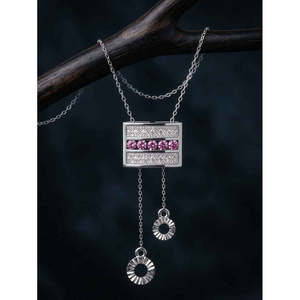 จี้เงินแท้ 925 พรีเมียมสำหรับผู้หญิงและเด็กผู้หญิง รูปทรงเรขาคณิต ชุบโรเดียม ประดับด้วยโทแพซ เซอร์คอน เพชร มุก ดีไซน์ทันสมัย - Product Image 2