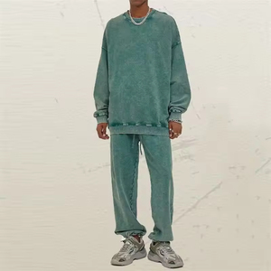 Acid Washed <b>Tracksuits</b> OEM ODM Crewneck Set sweatshirt and Sweatpants Set <b>Plain</b> <b>Tracksuits</b> for Men Manufacturer Process Impex - Product Image 2
