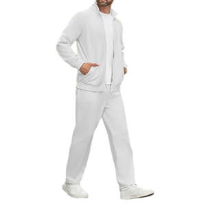 Survêtement Homme 2 Pièces Gris Clair de Haute Qualité, Fermeture Éclair Intégrale, Décontracté, pour le Basketball, Imprimé Uni, Respirant, pour la Saison Hivernale - Product Image 4