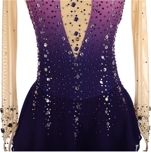 Custom Black Silk/Cotton Gymnastics Figure <b>Skating</b> <b>Ice</b> <b>Skating</b> Competition Ballroom Costumes Digital Print Dresses for Women - Product Image 5