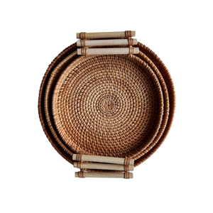 <b>White</b> Rattan <b>Round</b> Tray Color Customize Vintage Home Decor 1 Made Vietnam Cenvinex RT01 Customized Packaging OEM Available - Product Image 3