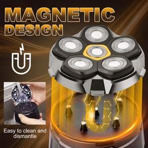 Rasoir Électrique Rotatif Étanche pour Hommes, Utilisation Humide et Sèche, pour Rasage de Tête Chauve, IPX7, Lames Remplaçables, Lavable, Qualité Allemande, pour Camping-Car - Product Image 6