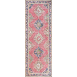 Alfombras de Lana Anudadas a Mano en Rosa y Morado Vintage, Modelo Pae-807, Rectangulares con Motivos de Medallón para Pasillos y Salas de Estar Juveniles, por Jaipur Rugs US - Product Image 1