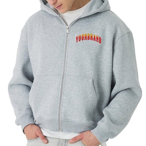 Nouveau sweat à capuche zippé arrivé pour homme Logos imprimés personnalisés 100% sweat à capuche en coton homme Streetwear surdimensionné couleur unie sweats à capuche hommes - Product Image 6