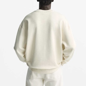 Custom Crew Neck Sweatshirt 100% Cotton <b>Men's</b> Oversized Drop Shoulder Streetwear Rib Crewneck <b>Pullover</b> Sweatshirt for <b>Men</b> - Product Image 3