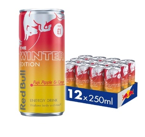 Bebida Energética Red Bull con Sabor a Manzana Fuji y Jengibre, 250 ml, Paquete de 12, Edición de Invierno, Proveedor de Distribución al por Mayor - Product Image 1