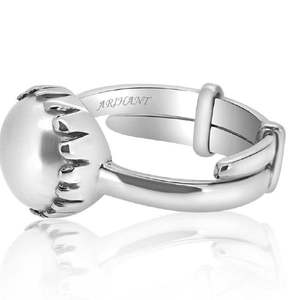 NOVAMART Fine 925 Silver Moti Pearl <b>Ring</b> 3.25-12.25 Ratti Certified Adjustable <b>Crown</b> Setting Astrological Gemstone Wholesale Exp - Product Image 2