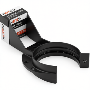 HETTICH Black <b>Plastic</b> Baseboard Trim Holder with Clip 70 mm Screw Mounting Pack Size 10-<b>Hooks</b> & Rails - Product Image 3