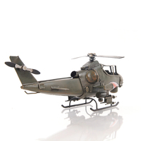 Modèle d'hélicoptère vintage de style américain des années 1960, décoration aéronautique classique, en bois peint à la main, OMH AJ009 34.9Lx29.8Wx12.1H