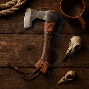 ขวานขนาดเล็กเหล็กกล้าคาร์บอนไวกิ้งขวานโทมาฮอว์กด้ามจับไม้ขวานแคมป์ปิ้งที่สมบูรณ์แบบ DIY ของขวัญเพื่อความอยู่รอดสำหรับพ่อเพื่อนเจ้าบ่าว - Product Image 1
