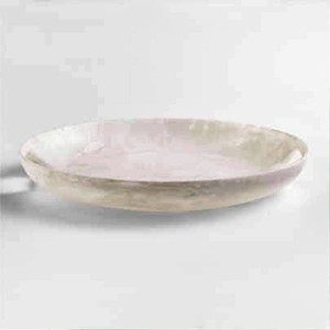 Bol rond peu profond en résine, blanc pur, brillant, lisse, fait à la main, vaisselle décorative pour la table de cuisine, origine indienne - Product Image 2