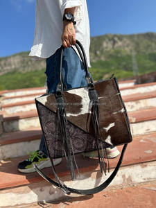 Bolso de Mano de Piel de Vaca Auténtica para Mujer, Bolso de Cuero Elegante para Tallar el Pelo, Bolsos de Mano para Multiusos, Novedad - Product Image 2
