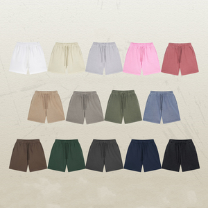 Vente en gros t-shirts pour hommes lavés à l'acide ensemble t-shirt et short surdimensionné en coton épais uni vintage avec logo personnalisé - Product Image 4