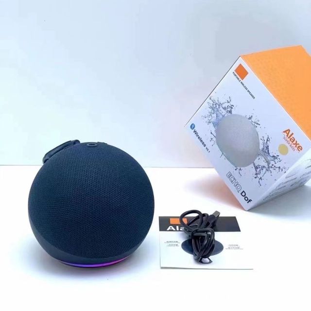 Compact Round Ball Bluetooth Speaker with Ambient LED Lighting, Portable Wireless Audio for Most Cell Phone
