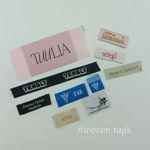 100 étiquette tissée de vêtements de marque personnalisée étiquette de tissu de vêtement avec logo 2x5cm pli d'extrémité/pli central de haute qualité - Product Image 3