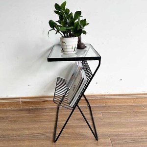 SST028 Minimalist Glass-Top Coffee <b>Table</b> with Durable <b>Iron</b> Frame Tempered for Tea <b>Table</b> Use in Farmhouse Interior Decoration - Product Image 5