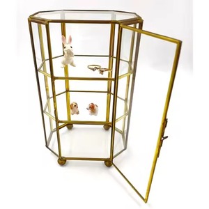 Boîte à bijoux en verre au design unique, boîte de rangement pour colliers, boucles d'oreilles et bracelets, boîte à bibelots en métal et en verre, plaqué or - Product Image 6