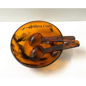 Bol à salade tourbillon blanc de qualité supérieure et ensemble de serveur outils de service de table en résine moderne pour les fêtes bols de cuisine de dernière conception - Product Image 3