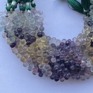 4mm 6mm 8mm Natural Multi fluorita piedra facetada Briolette lágrima cuentas hebras al mejor precio de fábrica al por mayor en línea India - Product Image 3