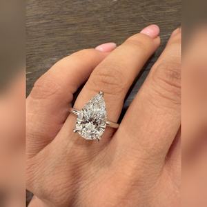 Anillo de Compromiso con Diamante de Laboratorio de Corte Pera de 4.00CT con Halo Oculto, Precio de Fábrica, Proveedor al por Mayor - Product Image 4