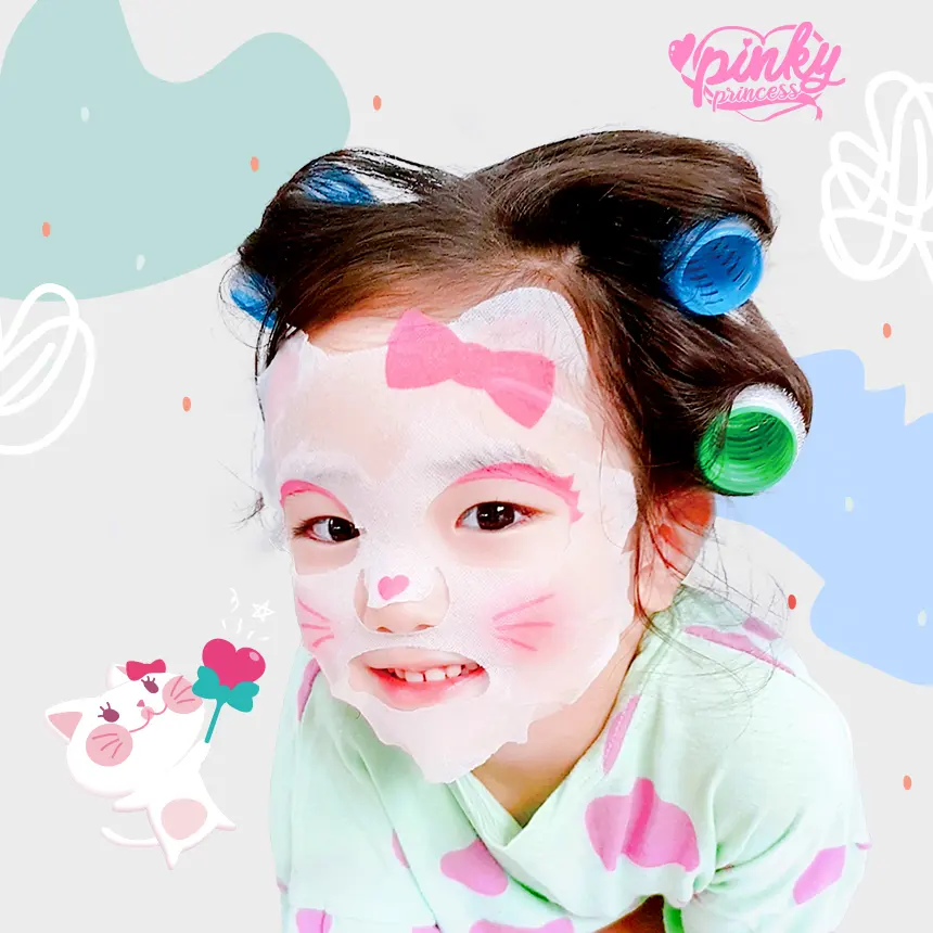 [Pinky Kids] Character Sheet Masks Kids Facial Mask Spa Day Party Cute facial mask Nourishing & Exfoliating Skin Care product
