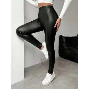 Leggings en similicuir brillant doublés de polaire à taille haute pour femmes Jane's - Thermiques, coupe ajustée, confortables pour un usage quotidien 31673 - Product Image 5