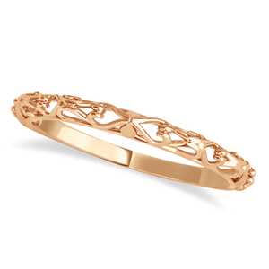 Ensemble de mariage en or rose 14 carats de style antique avec diamants (1,62 ct) Élégantes alliances en or rose 14 carats - Product Image 2