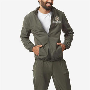 Ensemble de survêtement d'entraînement deux pièces personnalisé pour homme – Veste coupe-vent matelassée en toile respirante avec fermeture éclair montante pour l'extérieur et le streetwear - Product Image 1