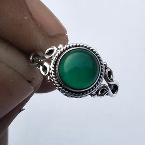 แหวนพลอยโอนิกซ์สีเขียวเงินสเตอร์ลิงสำหรับ925เครื่องประดับชั้นดีสำหรับผู้หญิงและเด็กผู้หญิงสำหรับงานแต่งงานและวันเกิด - Product Image 1