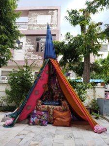 Boho Chic Saree <b>Tent</b> Canopy Gypsy Hippie Bed Backdrop for Weddings Meditation <b>Room</b> Floor Seating Area Outdoor Glamping Canopy - Product Image 4